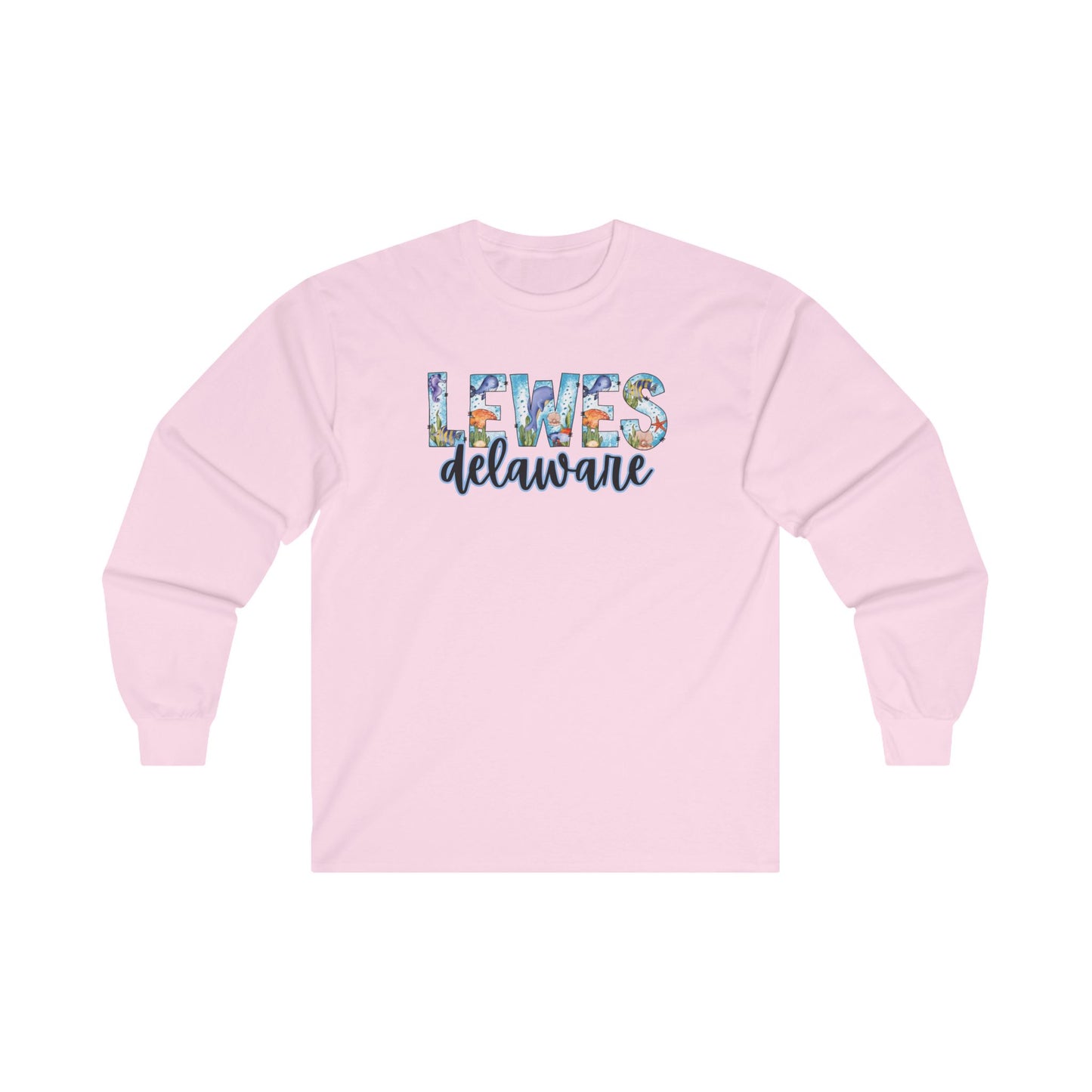 Lewes Delaware Ocean Fonts Unisex Long Sleeve T-Shirt