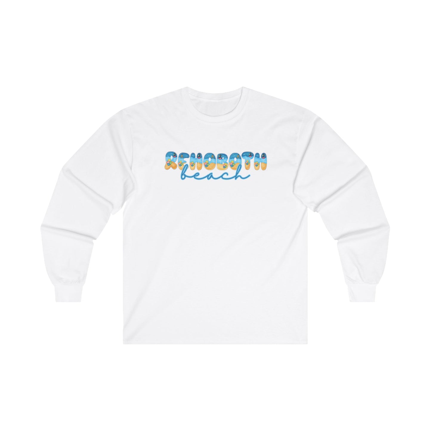 Rehoboth Beach Delaware Beach Fonts Unisex Long Sleeve T-Shirt