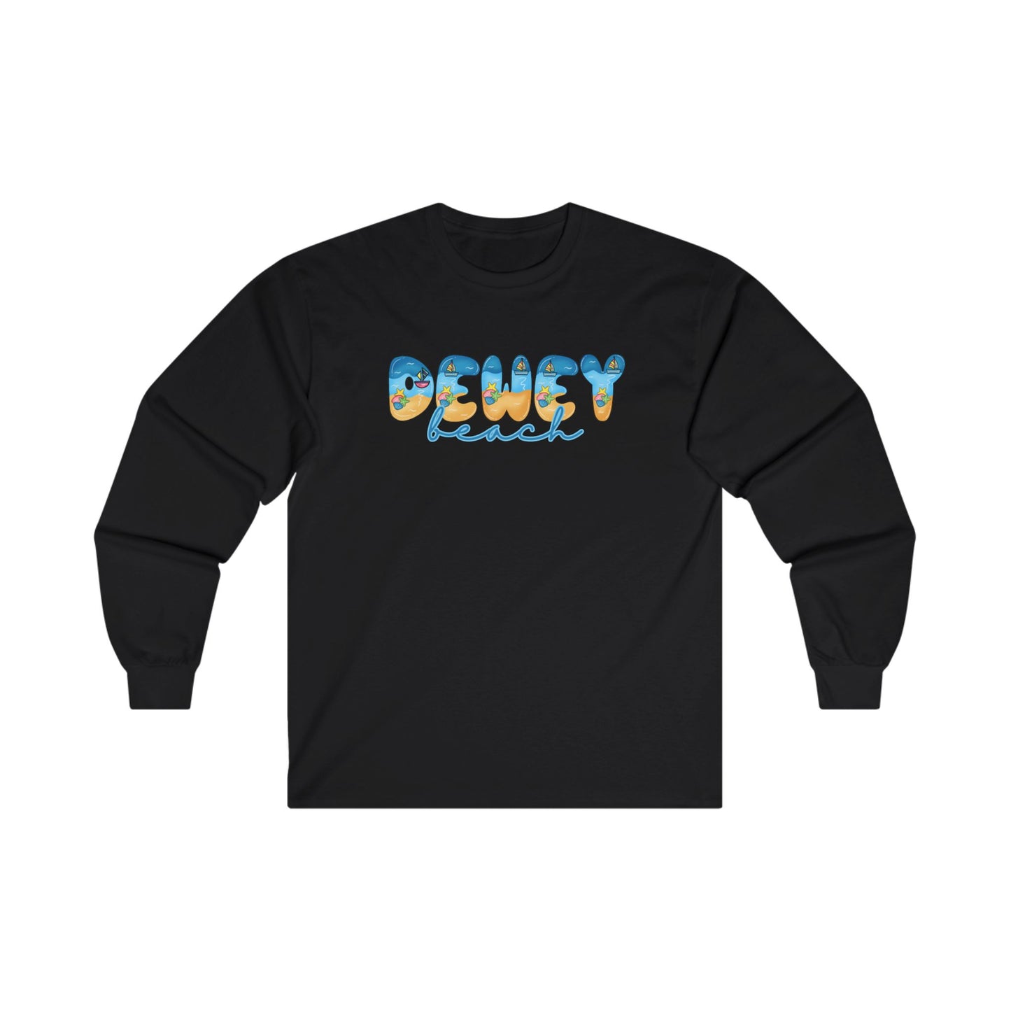 Dewey Beach Delaware Beach Fonts Unisex Long Sleeve T-Shirt