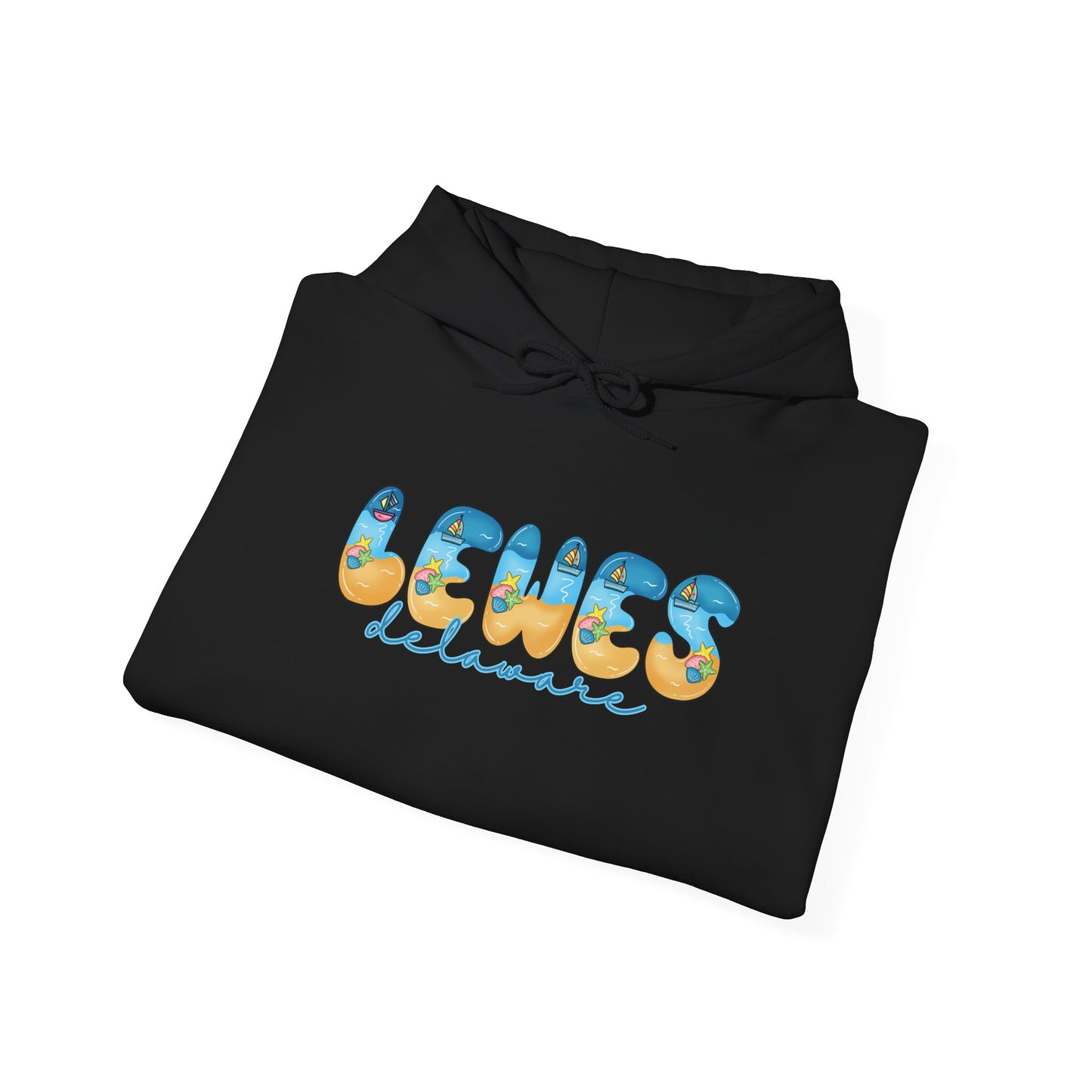 Lewes Delaware Beach Fonts Unisex Hooded Sweatshirt Hoodie