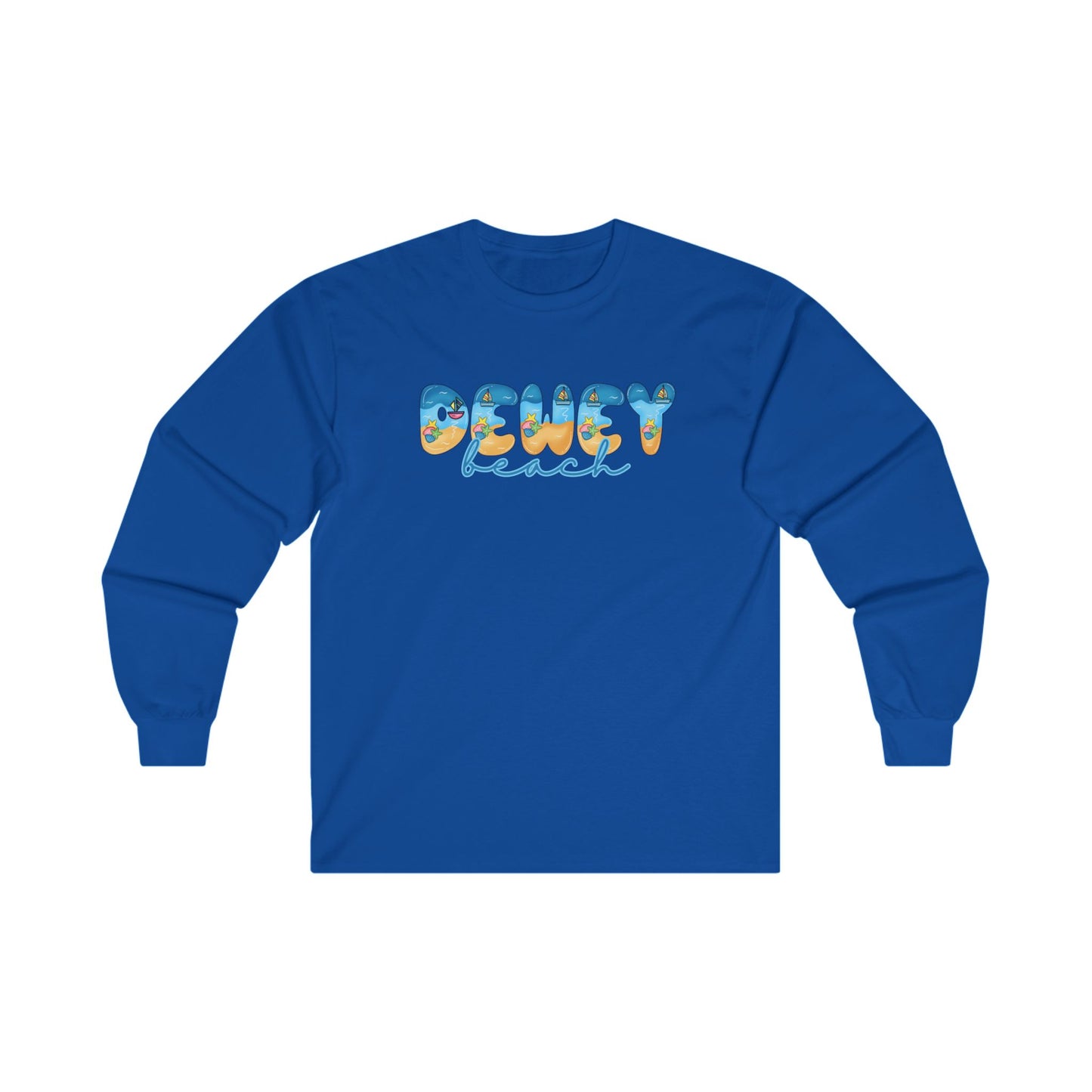 Dewey Beach Delaware Beach Fonts Unisex Long Sleeve T-Shirt