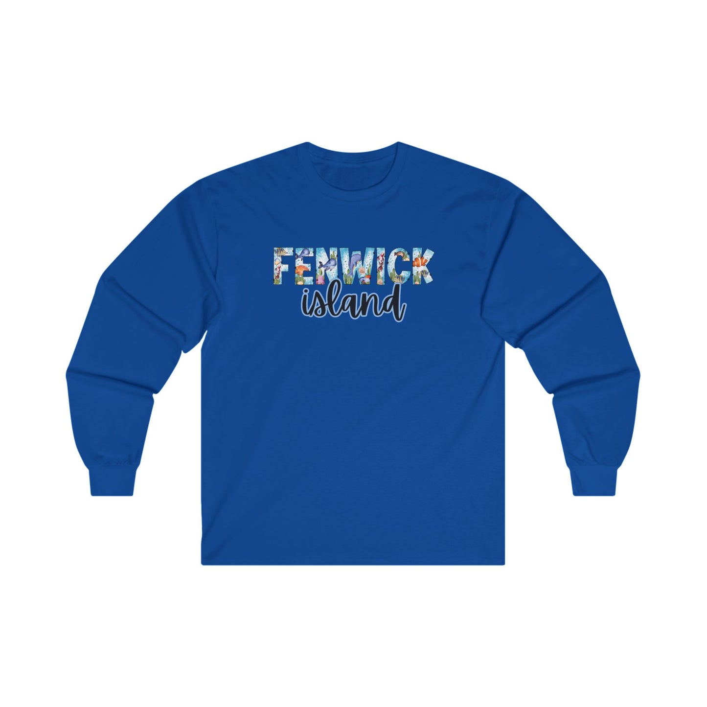 Fenwick Island Delaware Ocean Fonts Unisex Long Sleeve T-Shirt