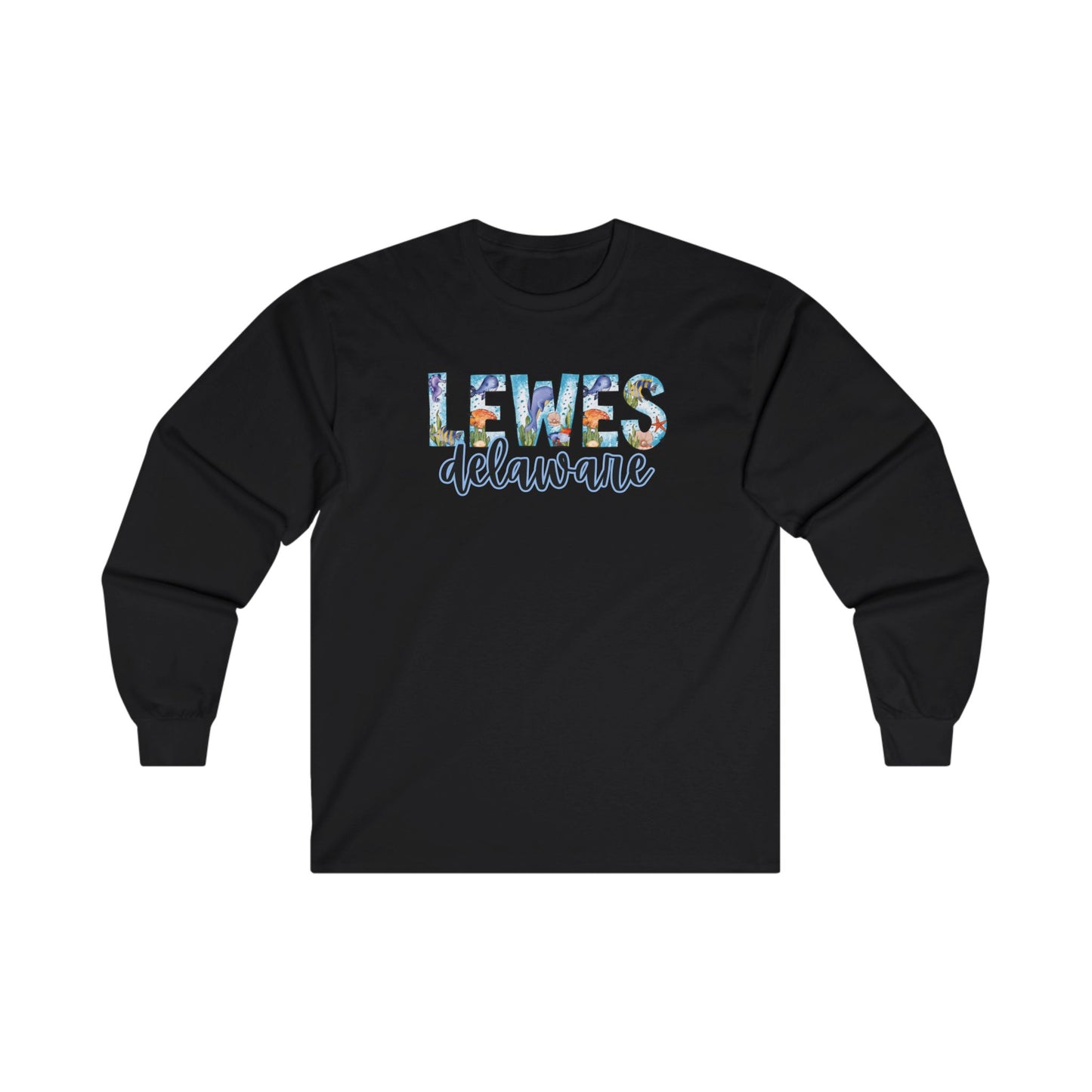 Lewes Delaware Ocean Fonts Unisex Long Sleeve T-Shirt