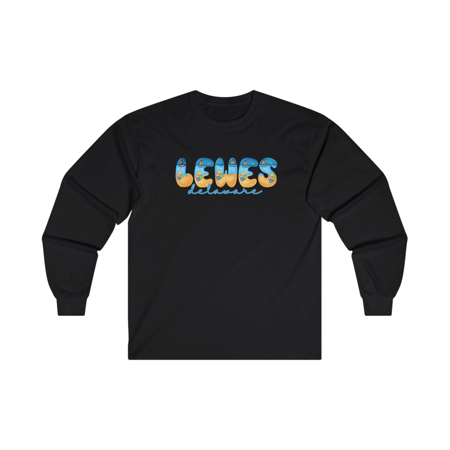 Lewes Delaware Beach Fonts Unisex Long Sleeve T-Shirt