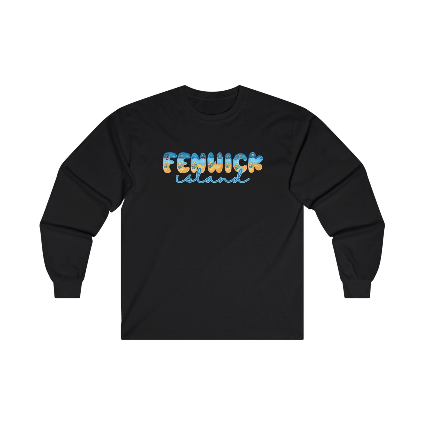 Fenwick Island Delaware Beach Fonts Unisex Long Sleeve T-Shirt