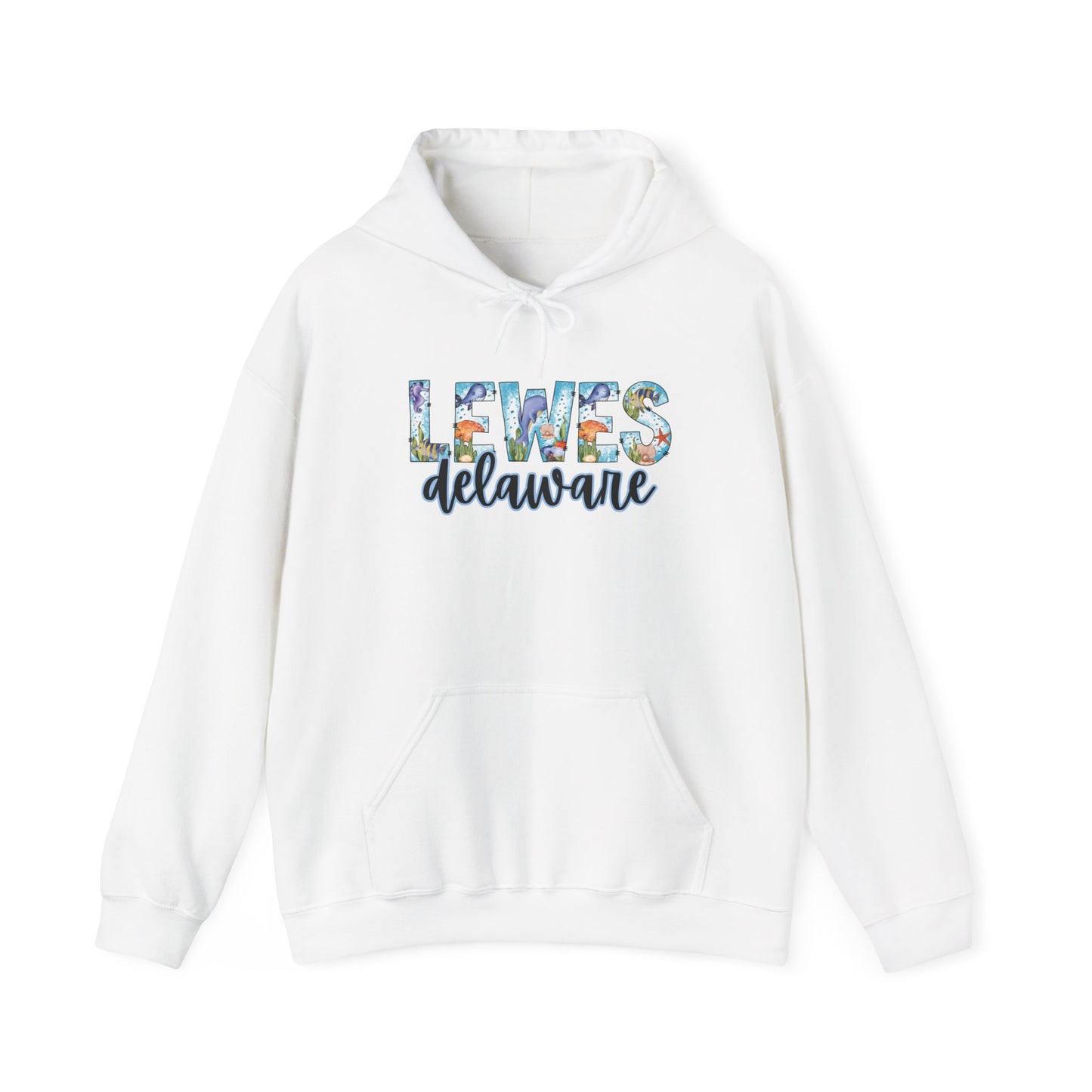 Lewes Delaware Ocean Fonts Unisex Hooded Sweatshirt Hoodie