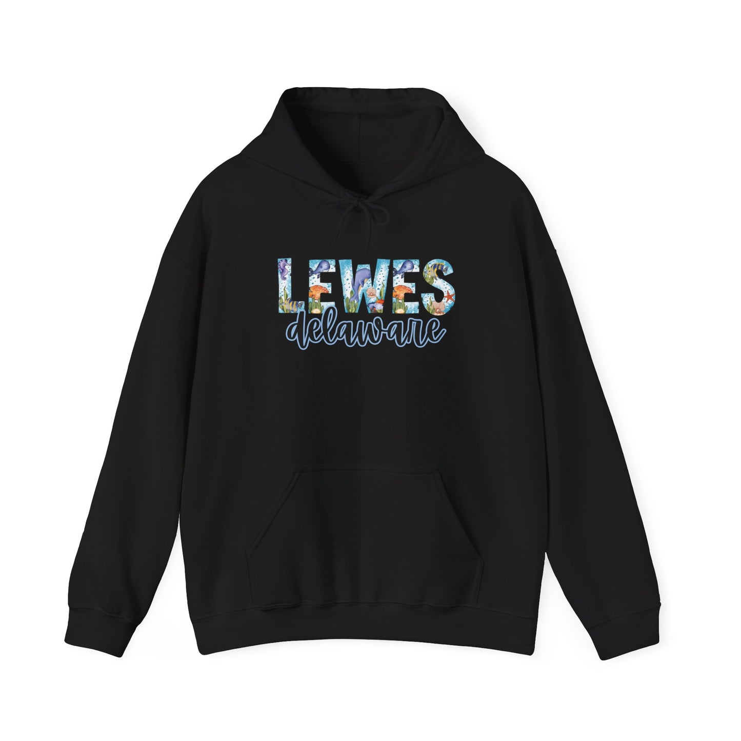 Lewes Delaware Ocean Fonts Unisex Hooded Sweatshirt Hoodie