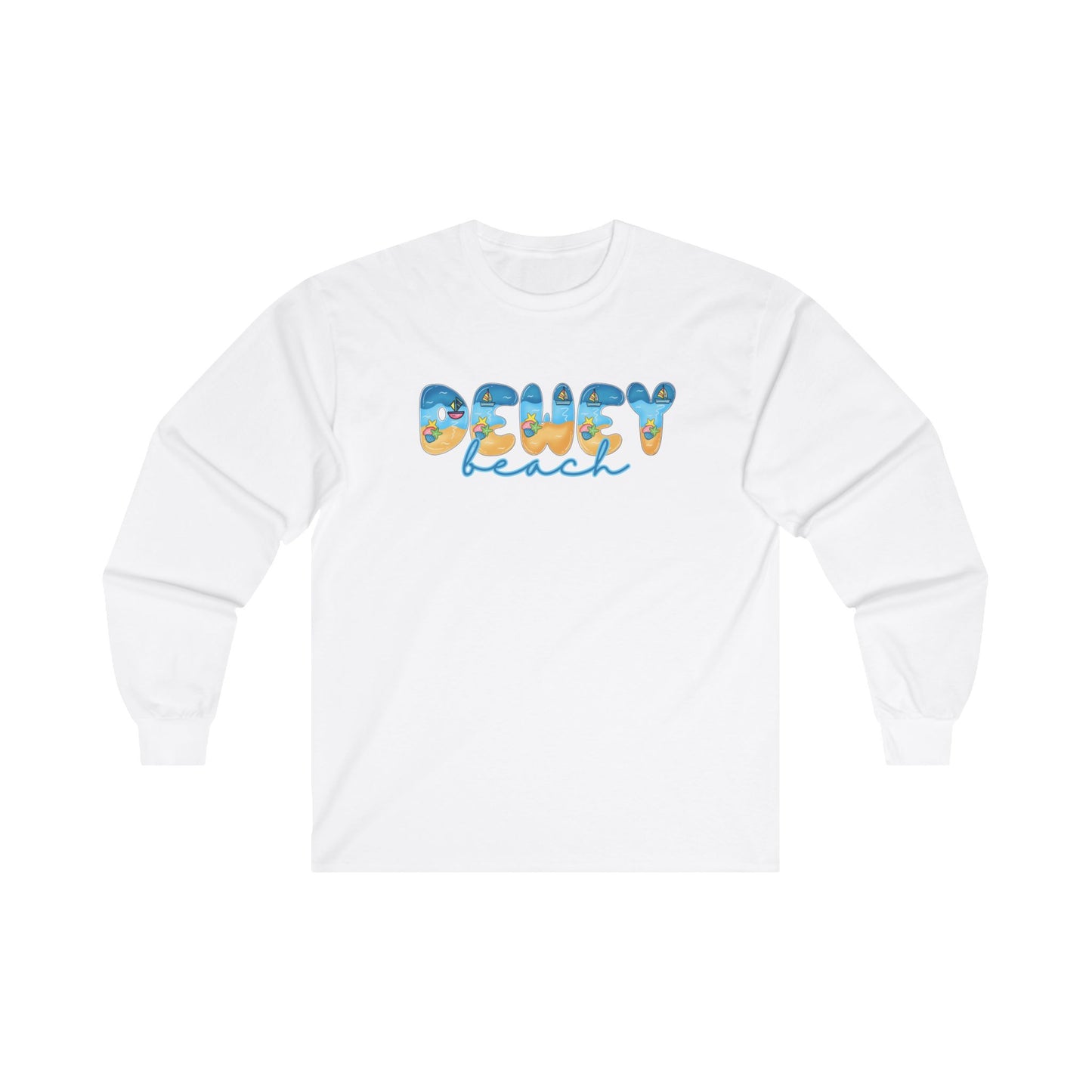 Dewey Beach Delaware Beach Fonts Unisex Long Sleeve T-Shirt