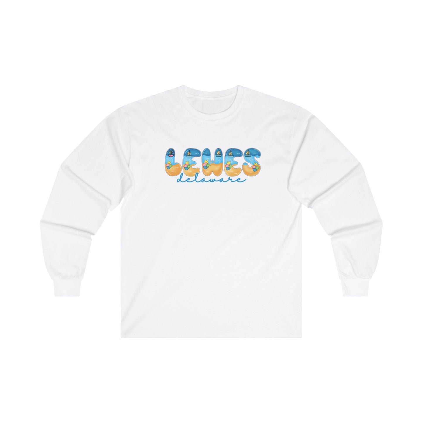 Lewes Delaware Beach Fonts Unisex Long Sleeve T-Shirt