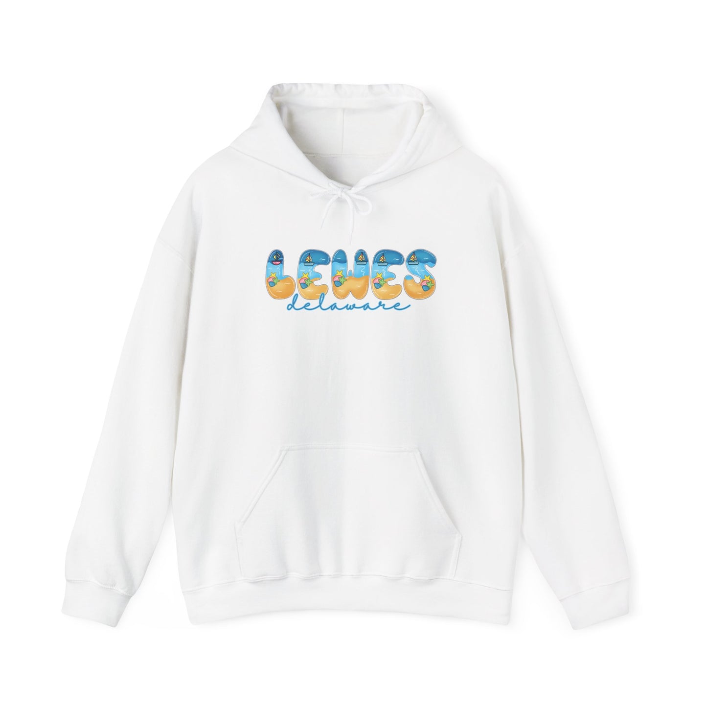 Lewes Delaware Beach Fonts Unisex Hooded Sweatshirt Hoodie