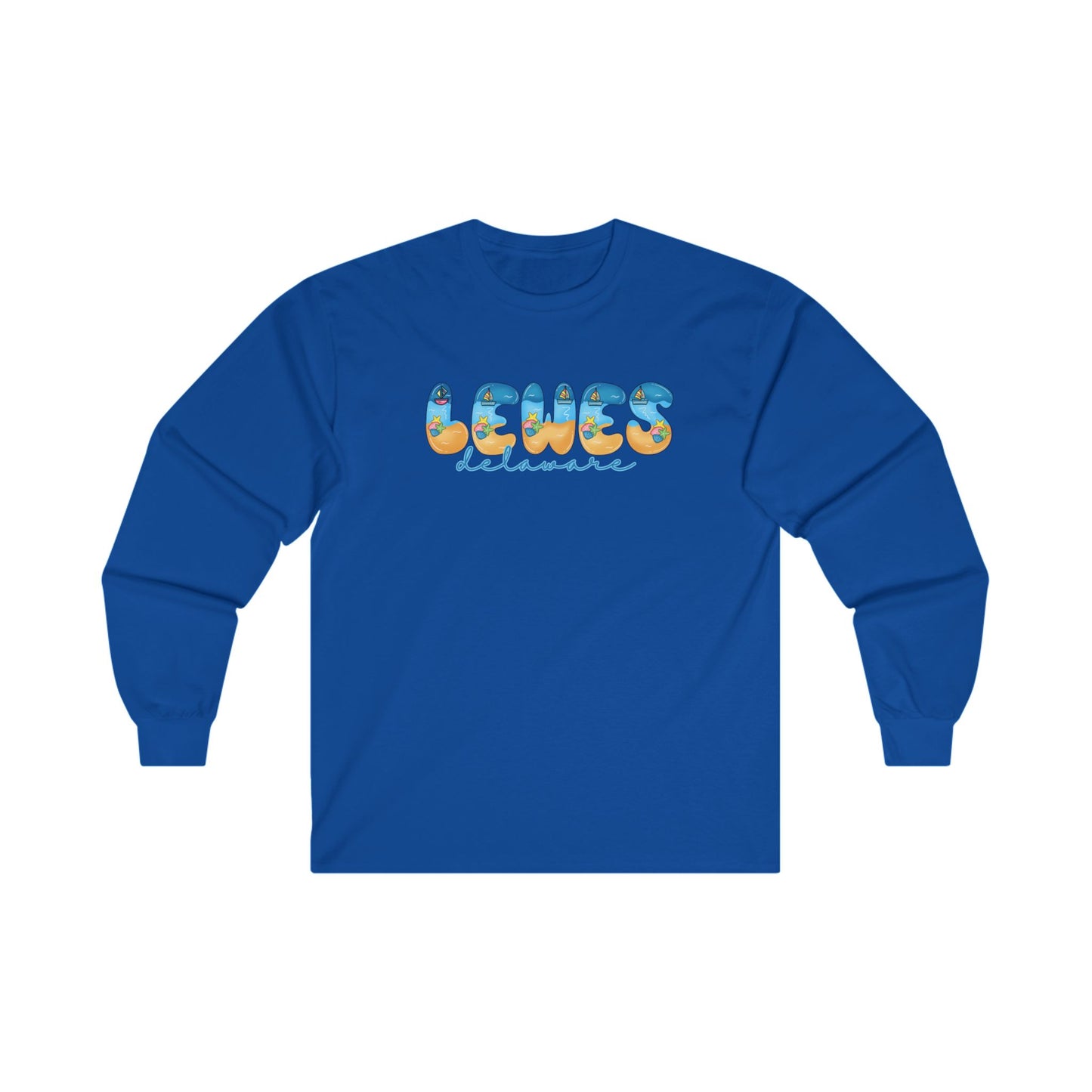 Lewes Delaware Beach Fonts Unisex Long Sleeve T-Shirt