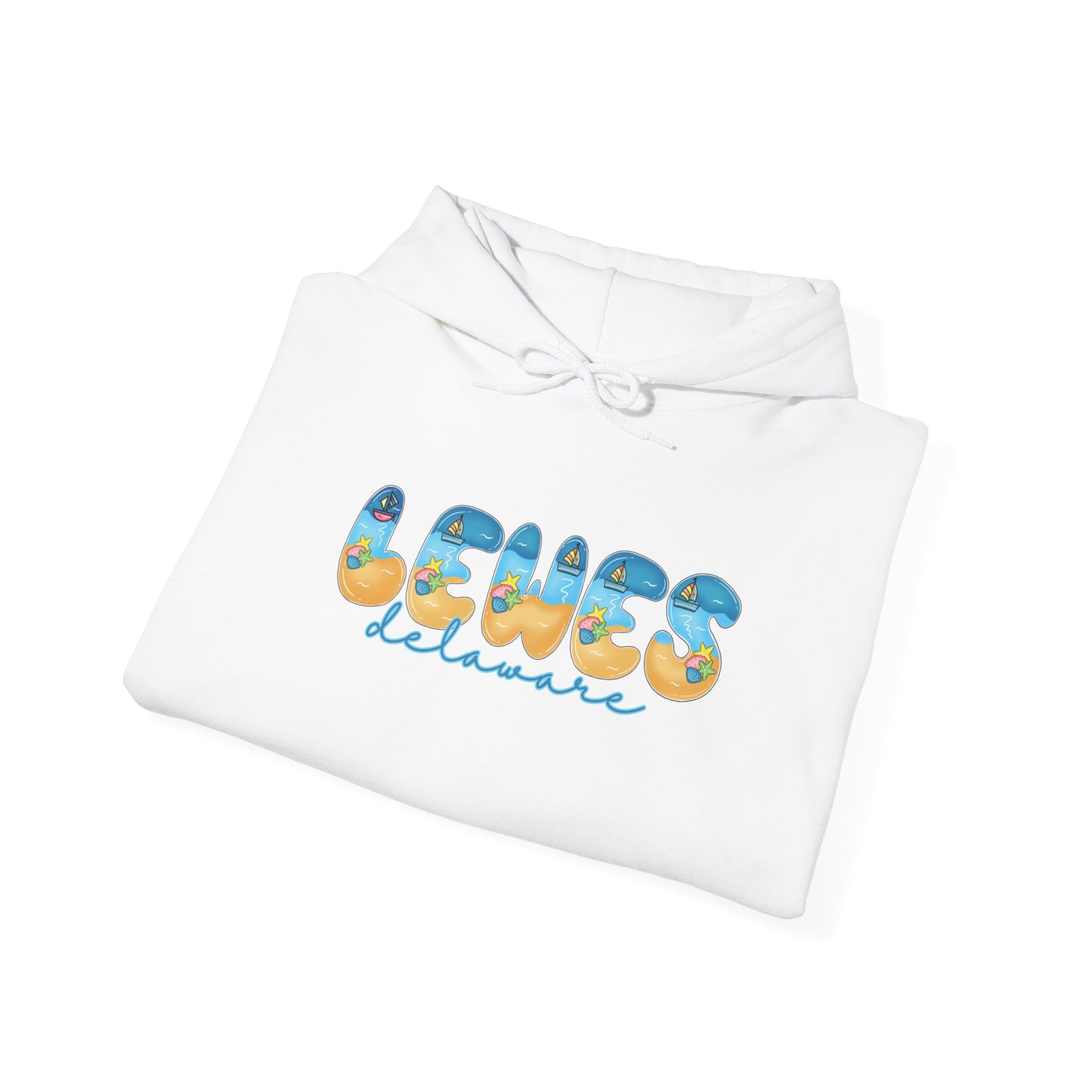 Lewes Delaware Beach Fonts Unisex Hooded Sweatshirt Hoodie