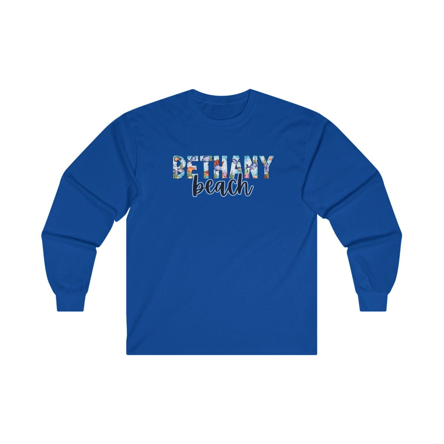 Dewey Beach Delaware Ocean Fonts Unisex Long Sleeve T-Shirt