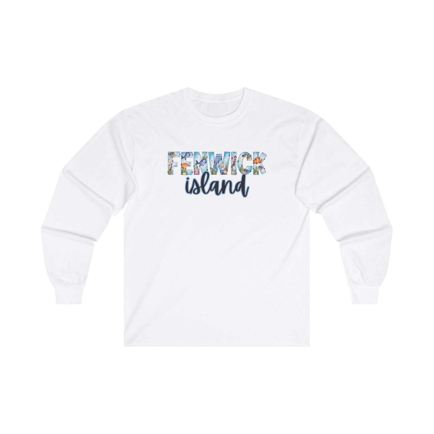 Fenwick Island Delaware Ocean Fonts Unisex Long Sleeve T-Shirt