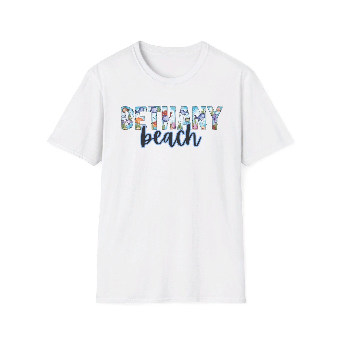 Bethany Beach Delaware Ocean Fonts Unisex T-Shirt