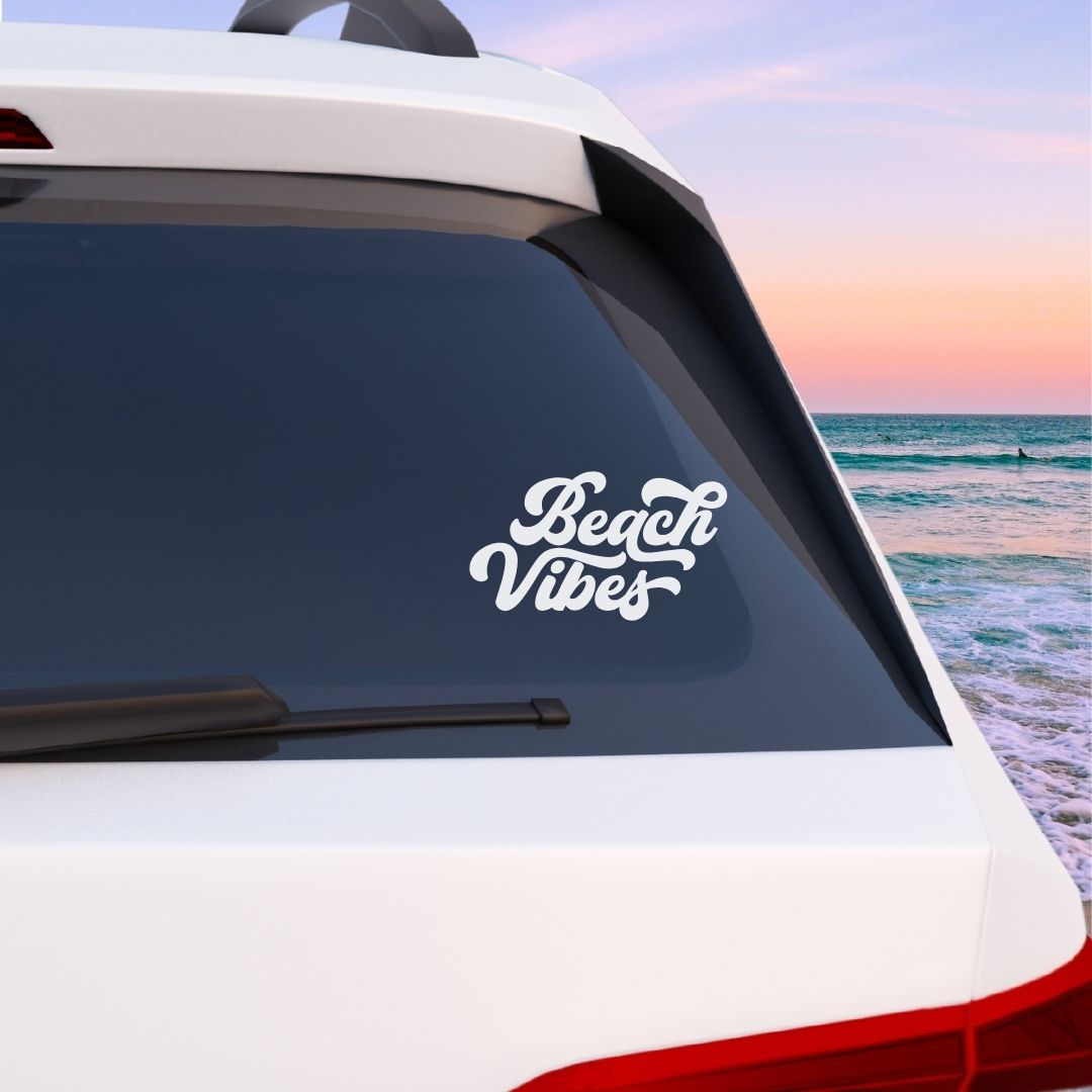 Beach Vibes Groovy Vinyl Decal - 6 Colors Available