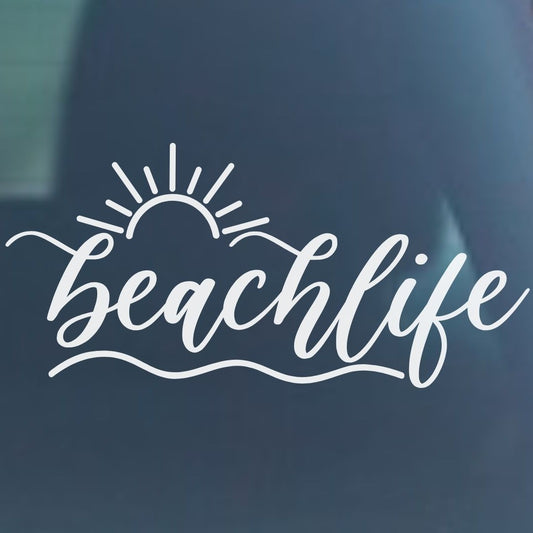Beach Life Cursive Vinyl Decal- 6 Colors Available