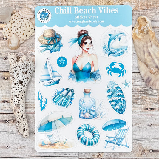 Chill Beach Vibes Sticker Sheet