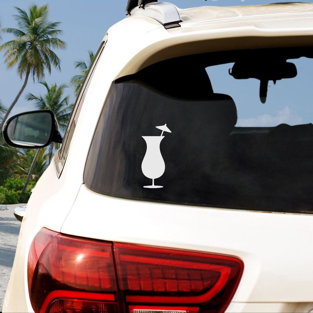 Cocktail with Umbrella Vinyl Decal - 6 Colors Available