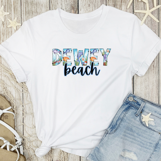 Dewey Beach Delaware Ocean Fonts Unisex T-Shirt