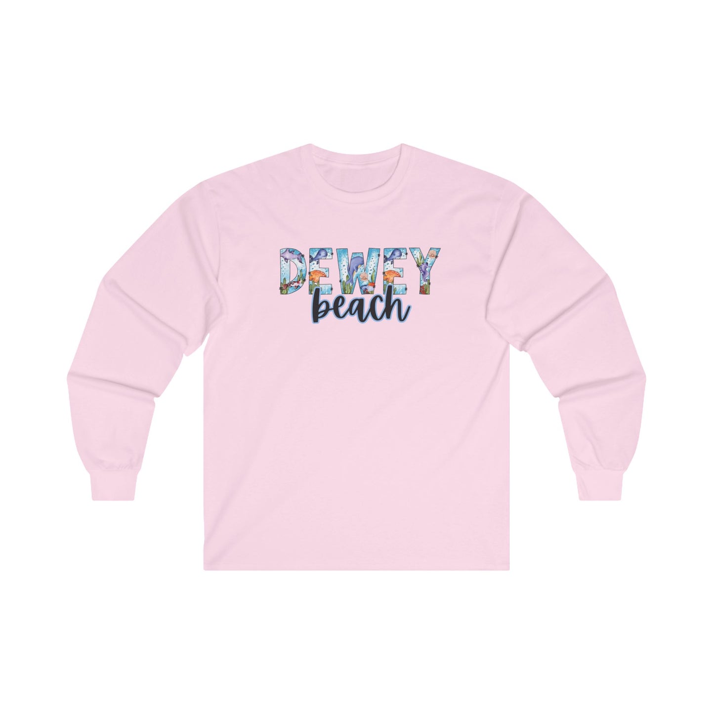 Dewey Beach Delaware Ocean Fonts Unisex Long Sleeve T-Shirt