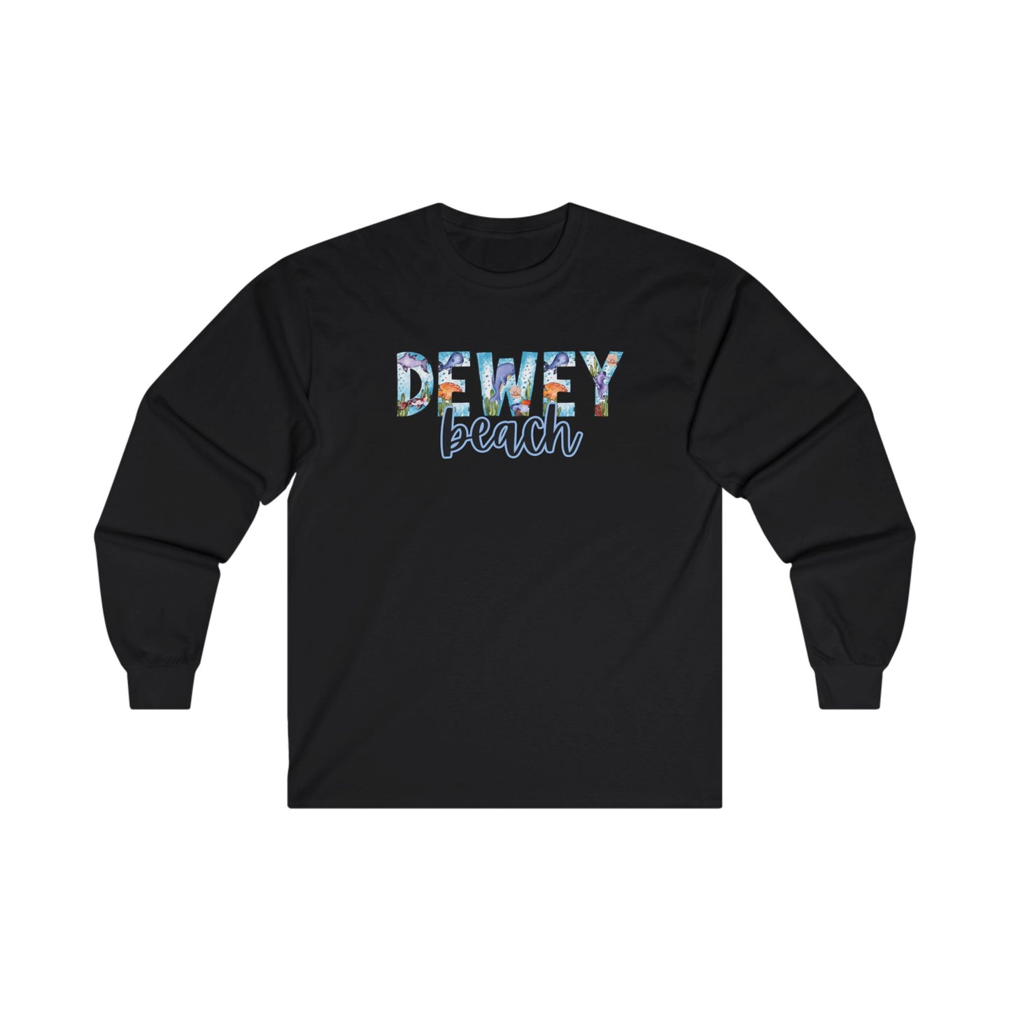 Dewey Beach Delaware Ocean Fonts Unisex Long Sleeve T-Shirt