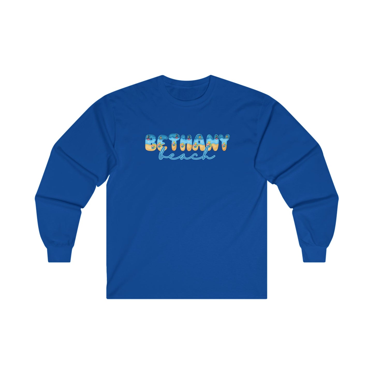 Bethany Beach Delaware Beach Fonts Unisex Long Sleeve T-Shirt