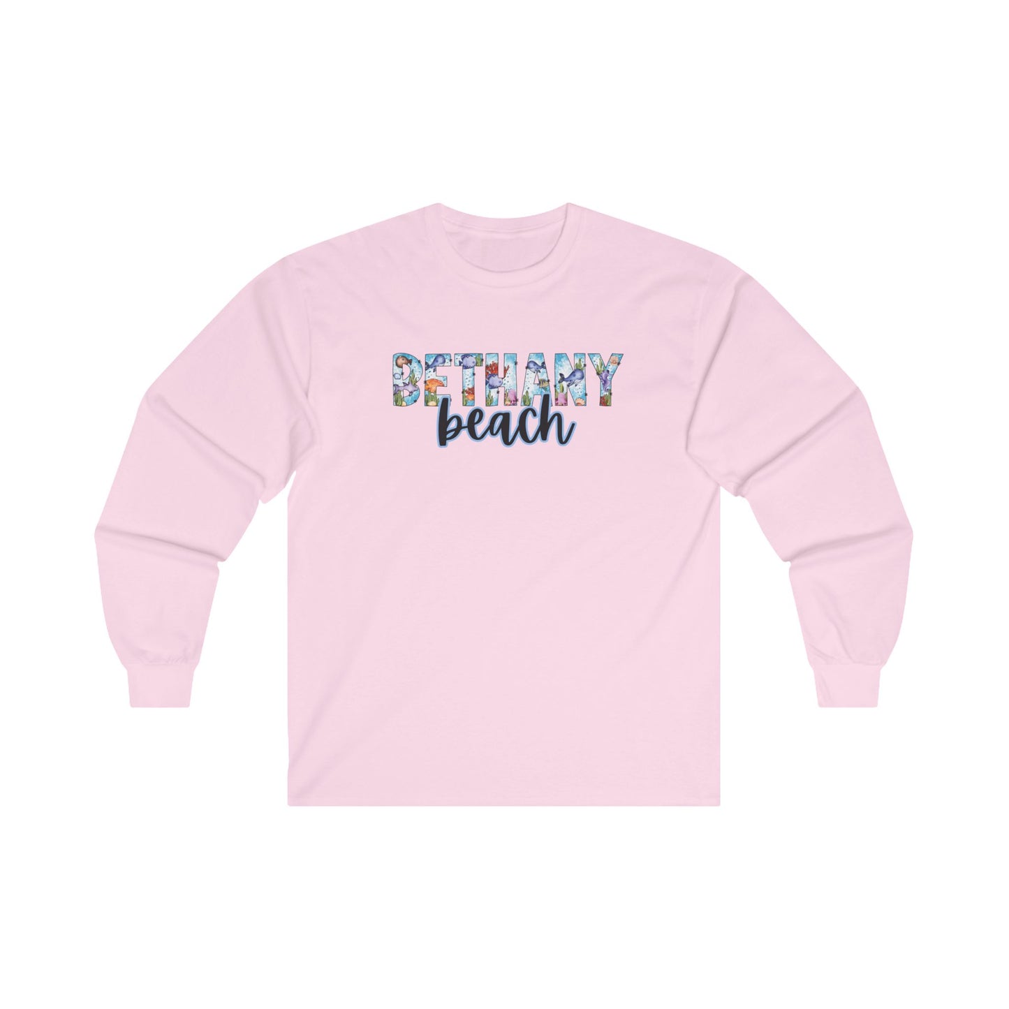 Bethany Beach Delaware Ocean Fonts Unisex Long Sleeve T-Shirt