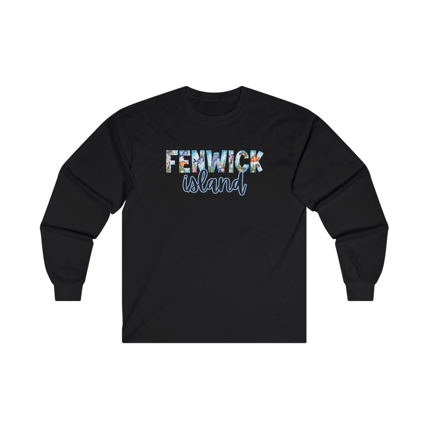 Fenwick Island Delaware Ocean Fonts Unisex Long Sleeve T-Shirt