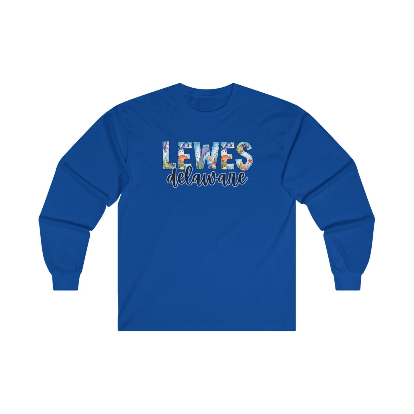 Lewes Delaware Ocean Fonts Unisex Long Sleeve T-Shirt