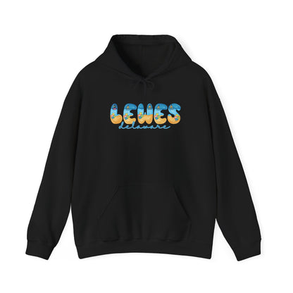 Lewes Delaware Beach Fonts Unisex Hooded Sweatshirt Hoodie