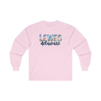 Lewes Delaware Ocean Fonts Unisex Long Sleeve T-Shirt