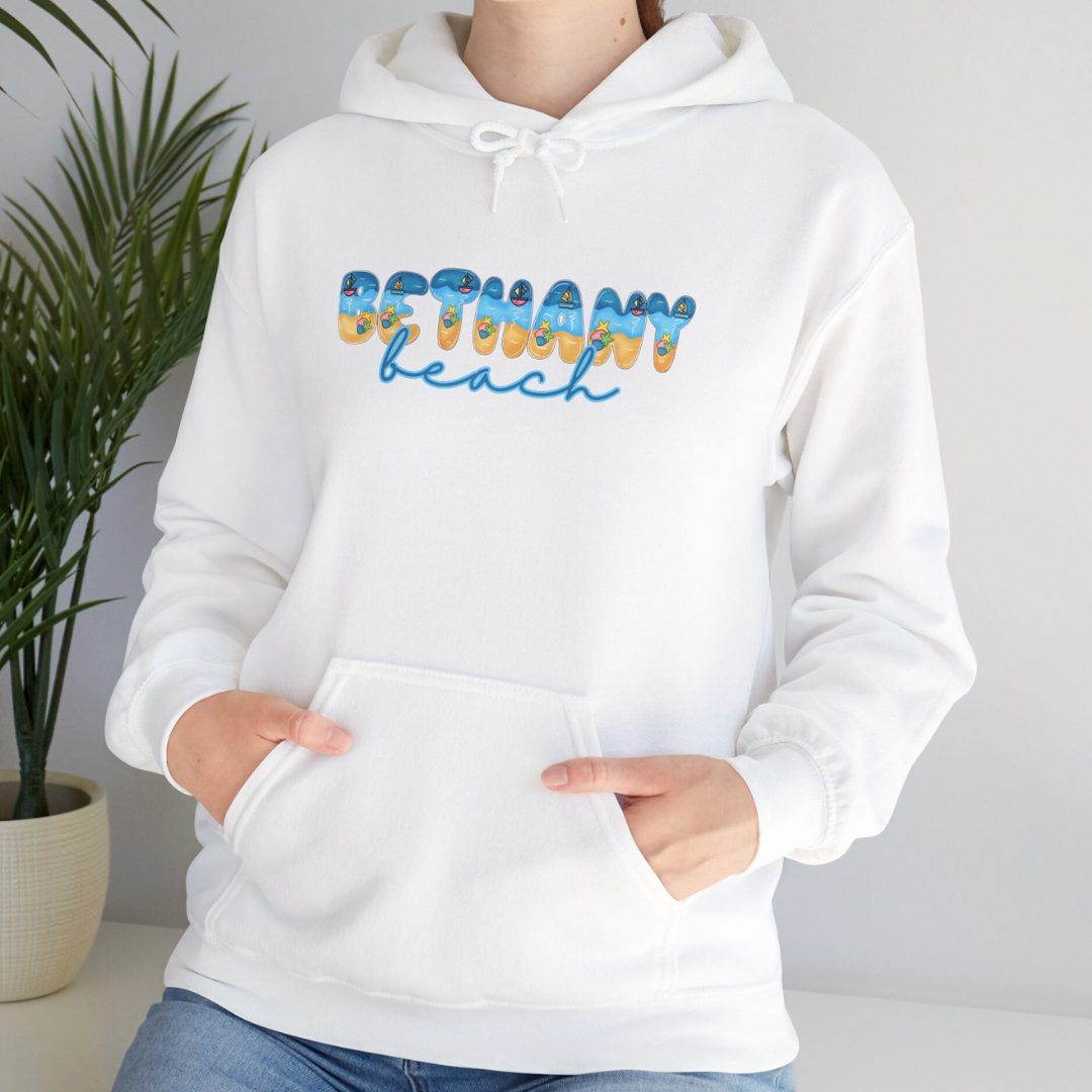 Bethany Beach Delaware Beach Fonts Unisex Hooded Sweatshirt Hoodie