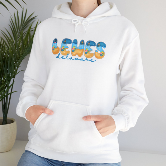 Lewes Delaware Beach Fonts Unisex Hooded Sweatshirt Hoodie