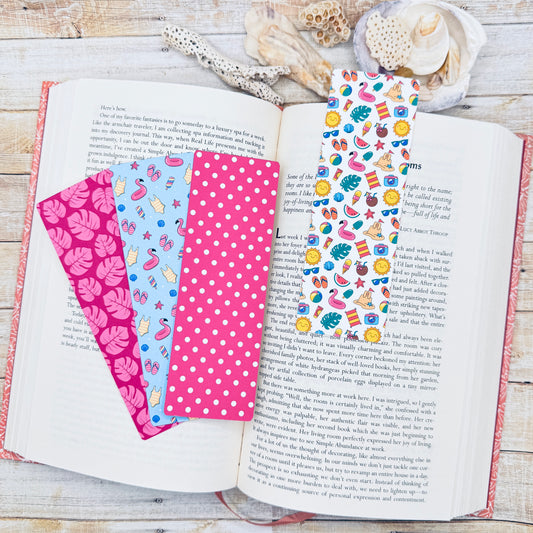 Flamingo Summer Bookmarks Set of 4 Designs