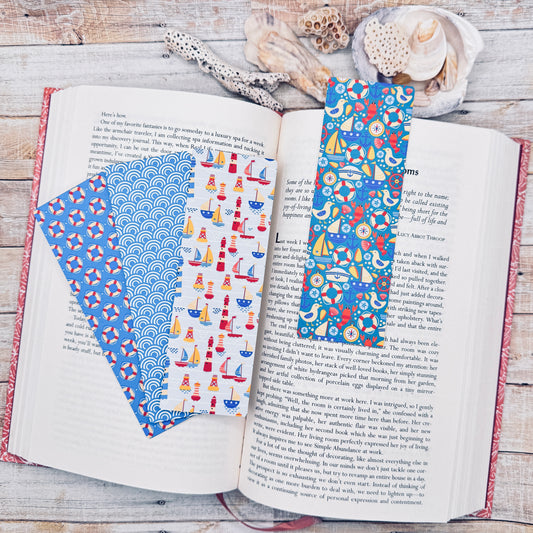 Nautical Blue Bookmarks Set of 4 Designs