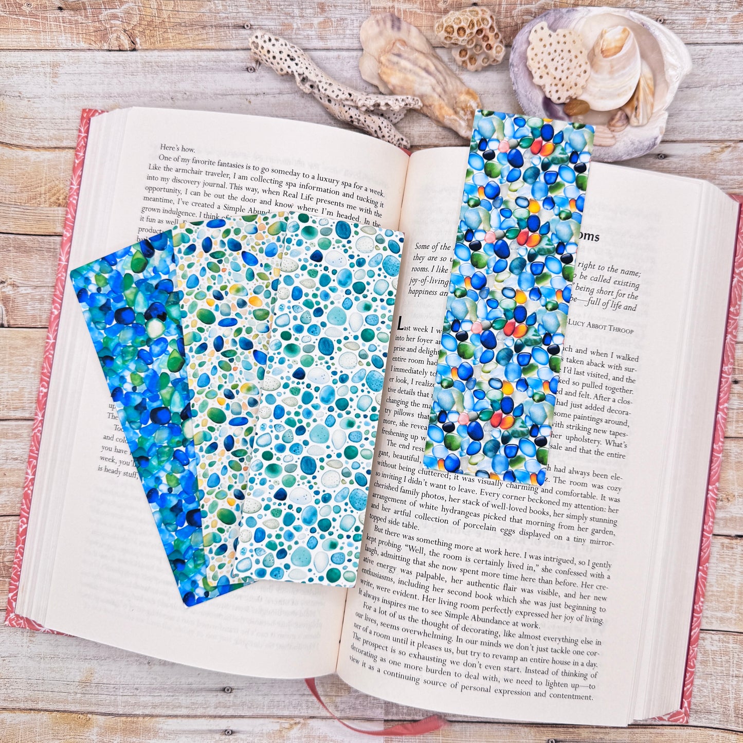 Sea Glass Bookmarks Set of 4 Designs