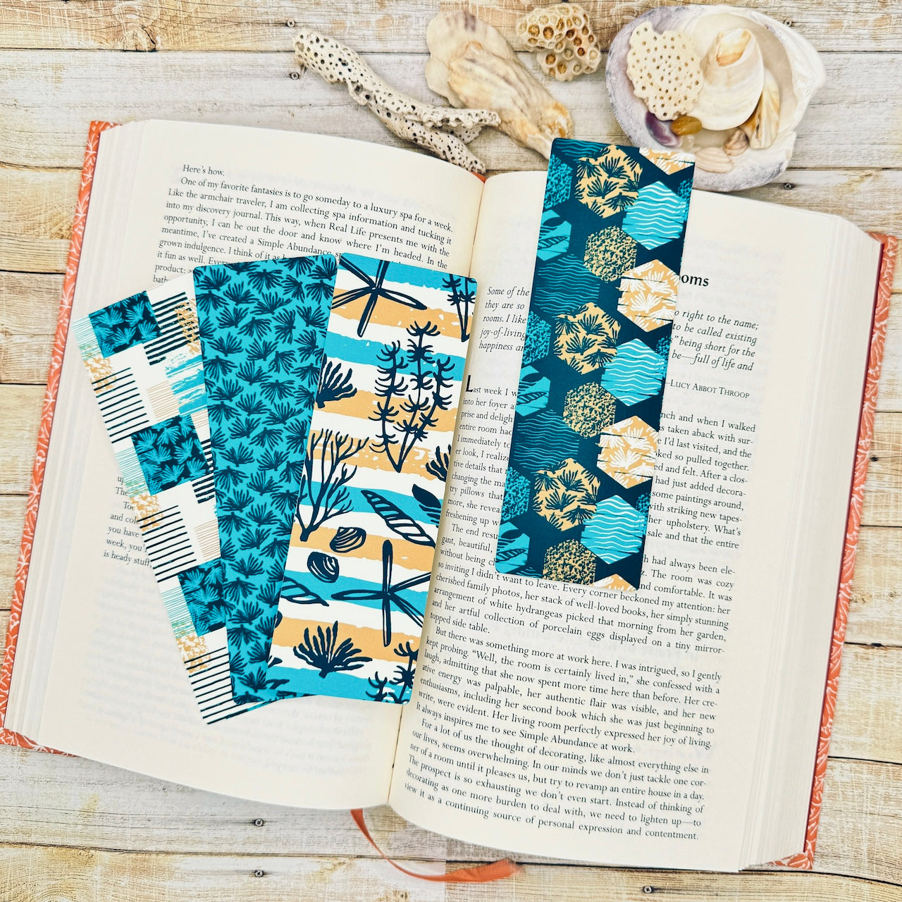 Blue Coral Bookmarks Set of 4 Designs