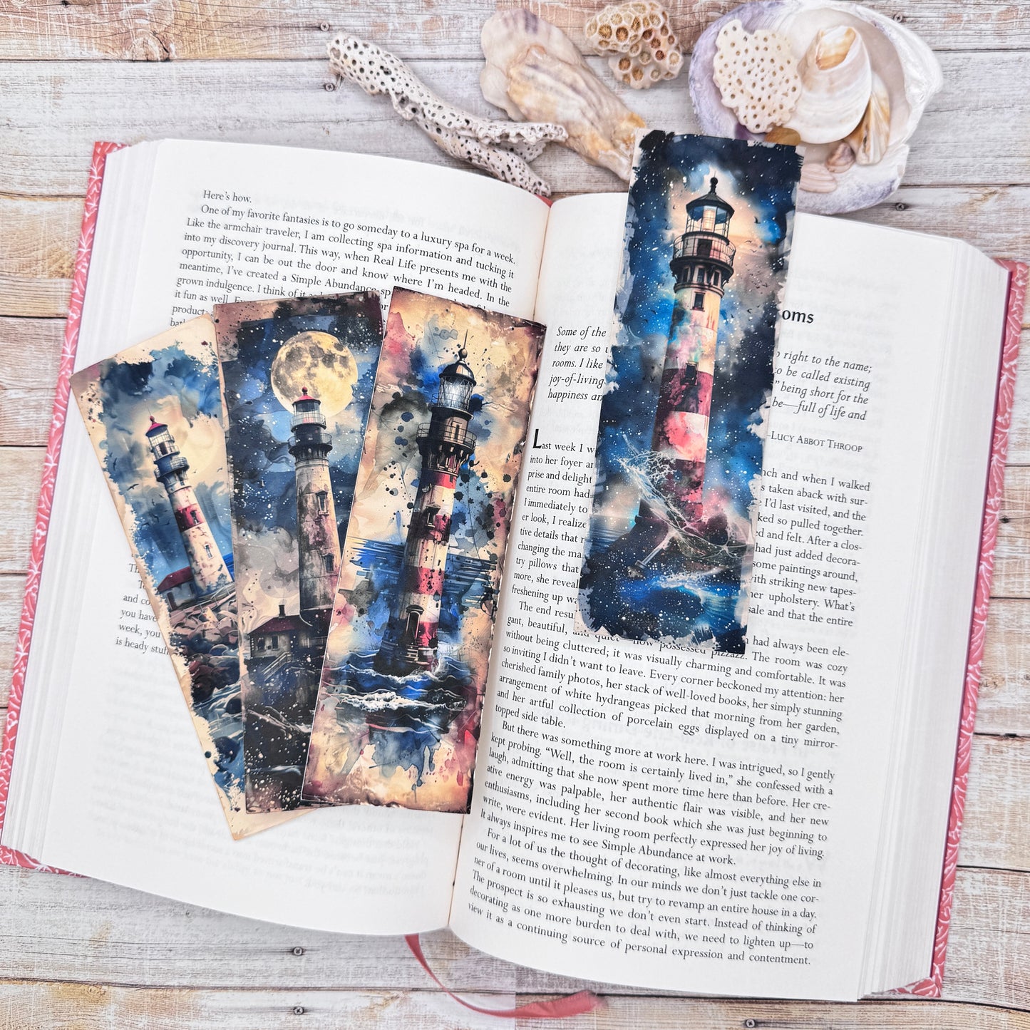 Rustic Lighthouses Bookmarks Set of 4 Designs