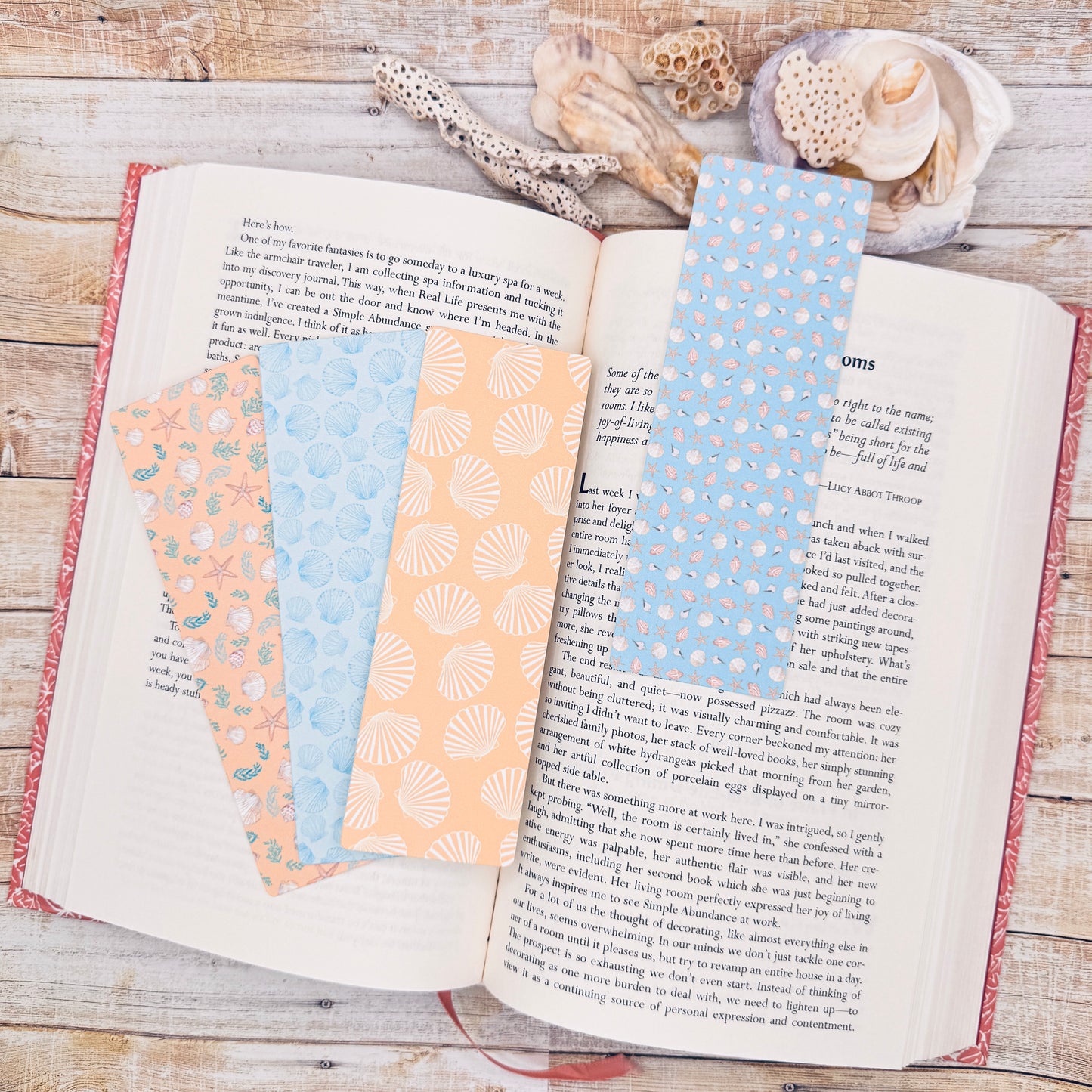 Pastel Seashells Bookmarks Set of 4 Designs