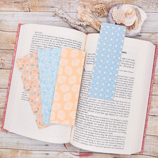 Pastel Seashells Bookmarks Set of 4 Designs