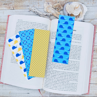 Happy Whales Bookmarks Set of 4 Designs