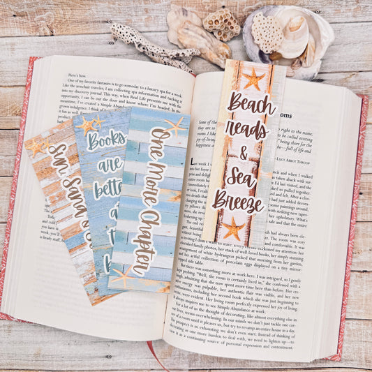 Beach Wood & Starfish Bookmarks Set of 4 Designs