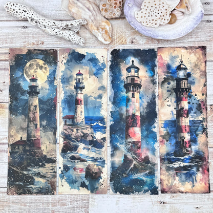 Rustic Lighthouses Bookmarks Set of 4 Designs