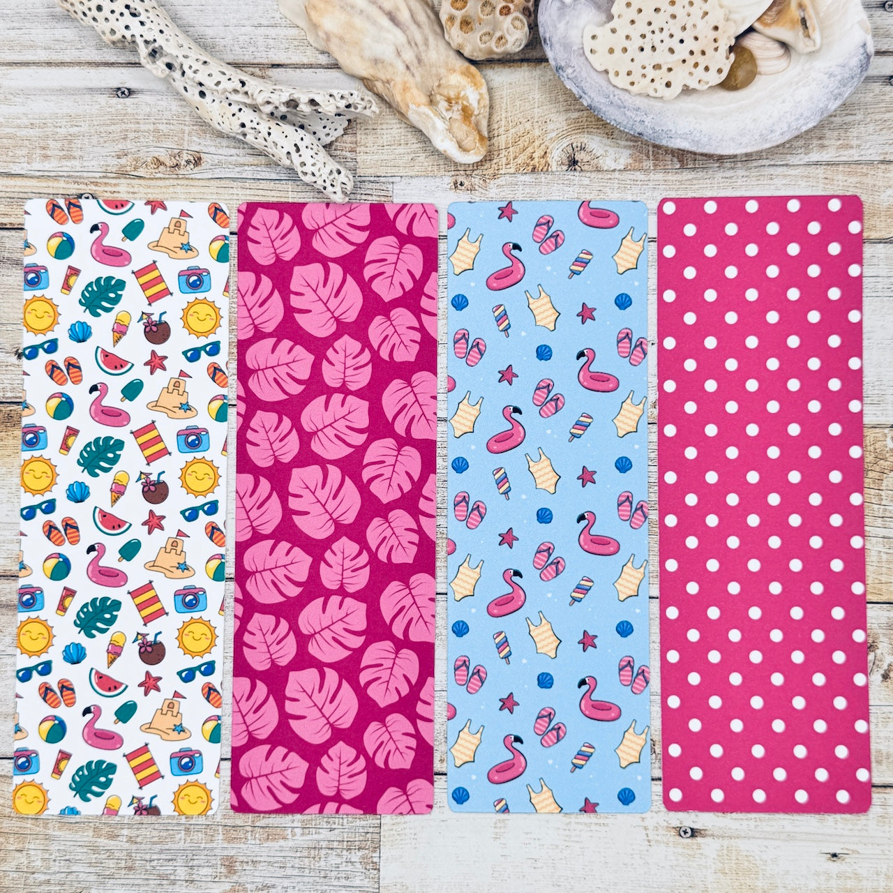 Flamingo Summer Bookmarks Set of 4 Designs