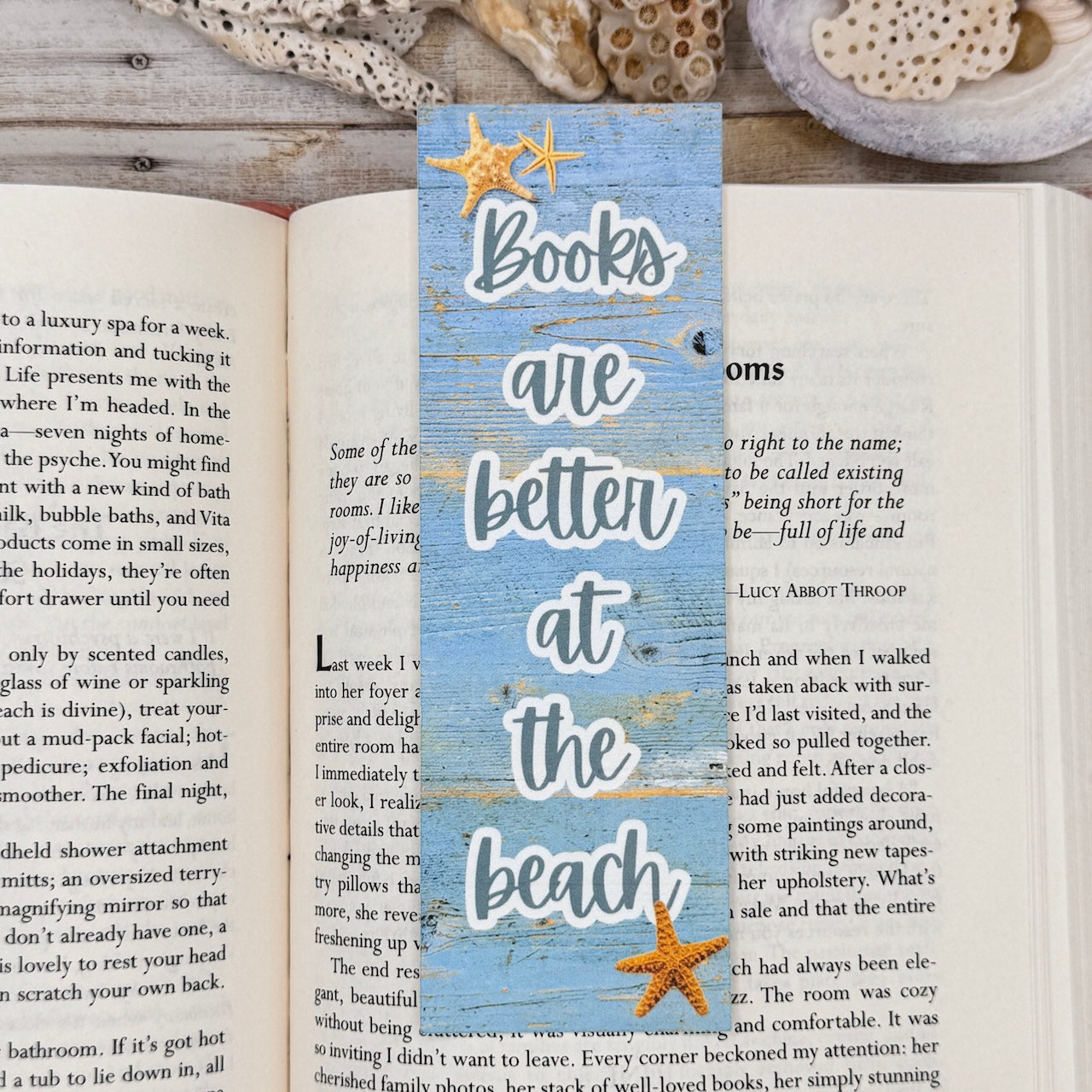 Beach Wood & Starfish Bookmarks Set of 4 Designs