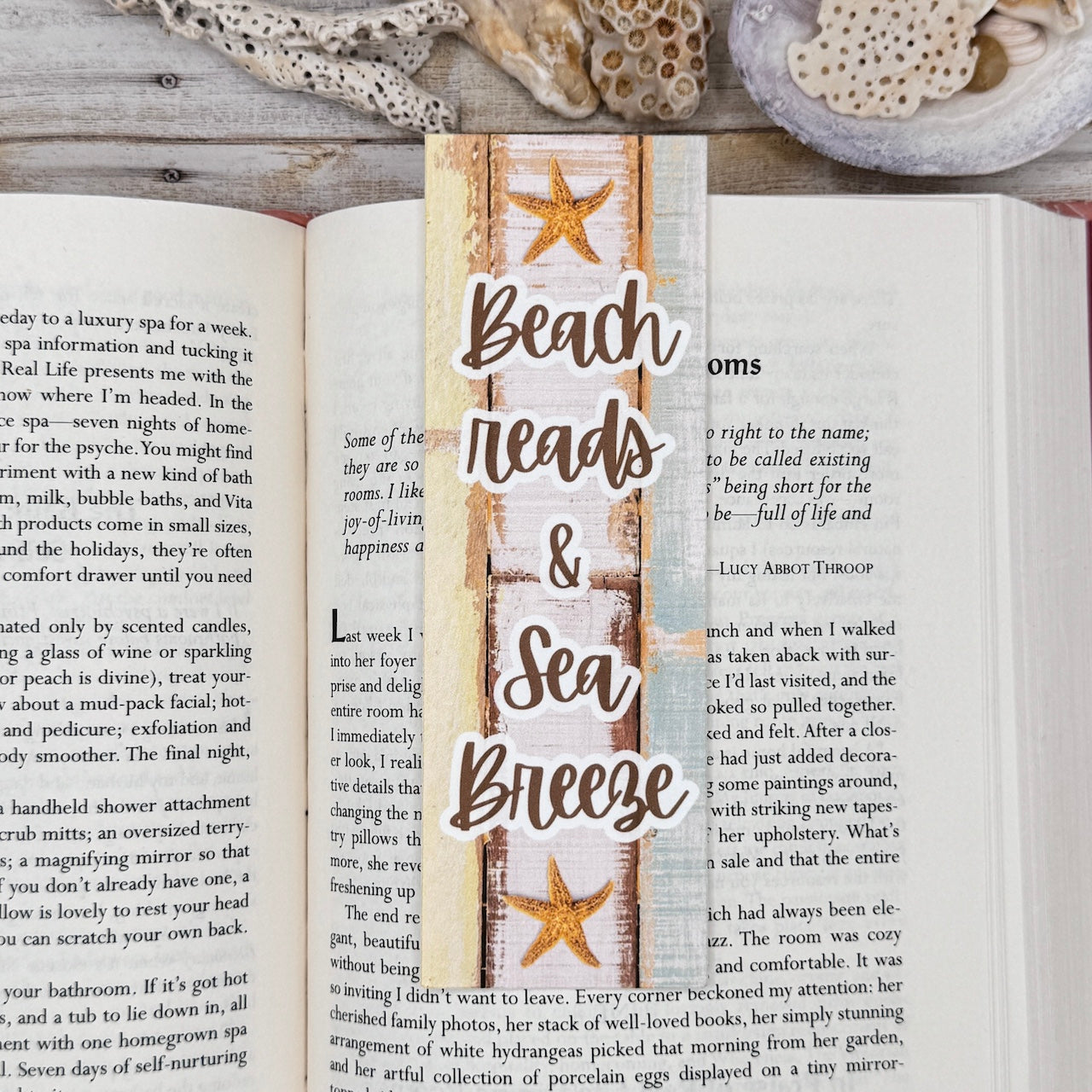 Beach Wood & Starfish Bookmarks Set of 4 Designs