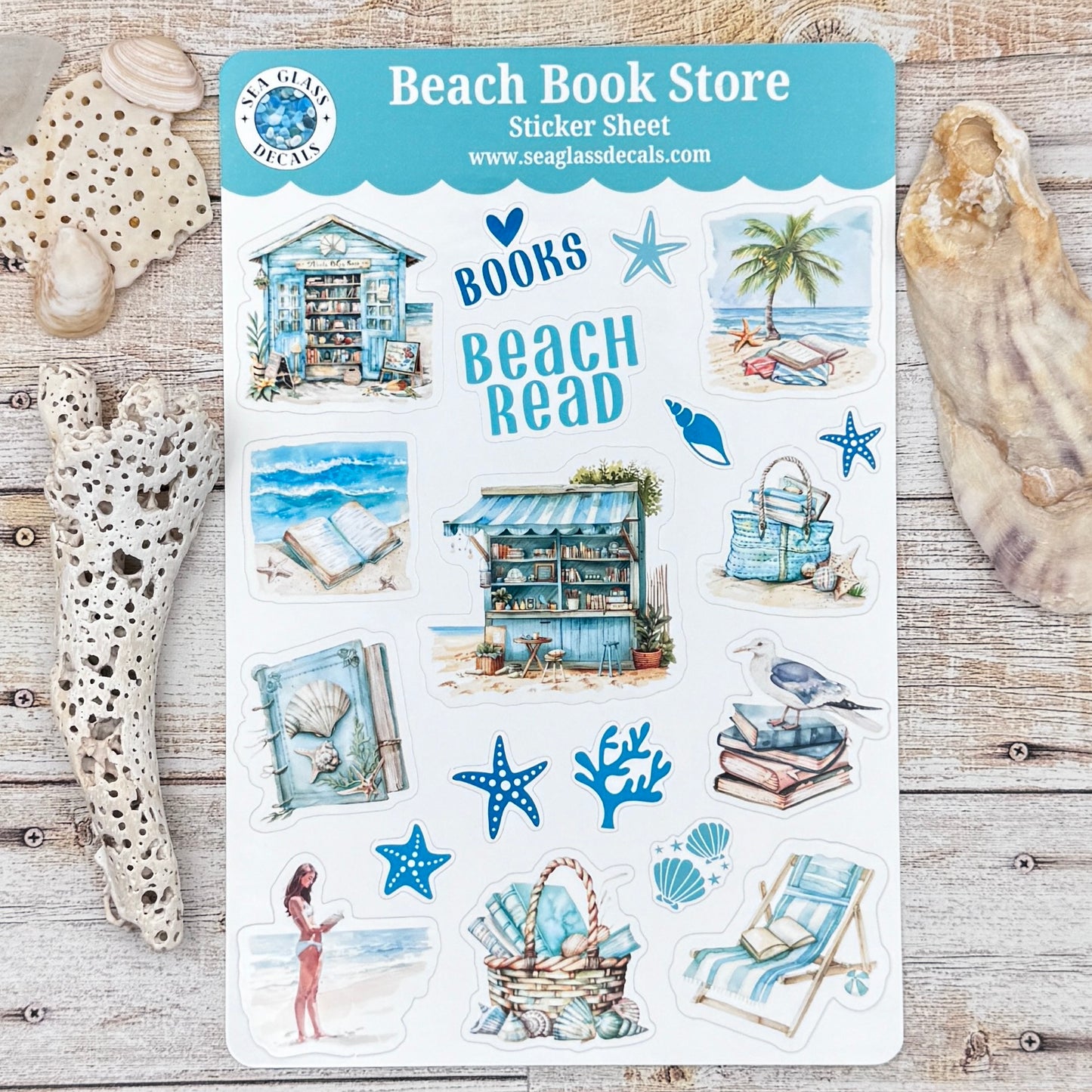 Beach Book Store Sticker Sheet