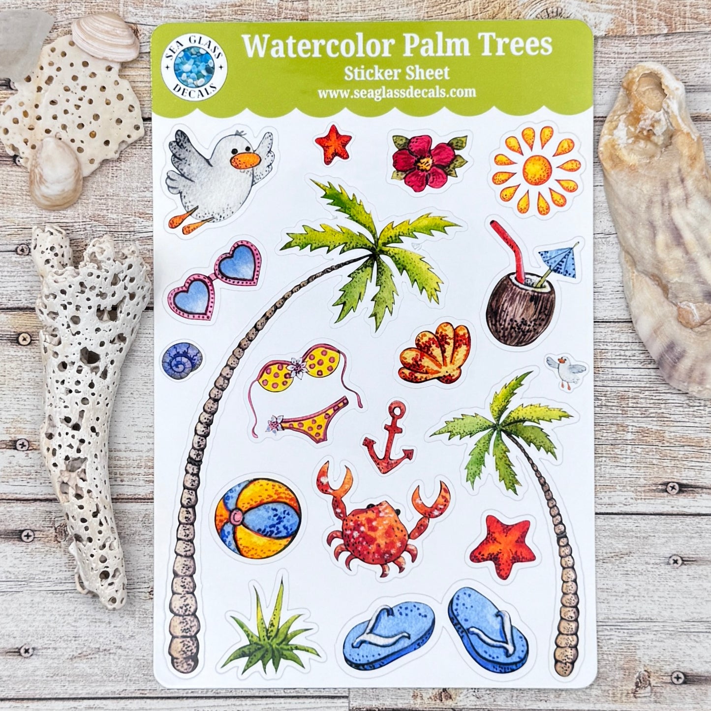 Watercolor Palm Trees Sticker Sheet