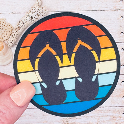 Flip Flops Silhouette Sunset Die Cut Sticker